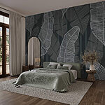 Papier peint Motif de feuilles sur fond sombre