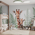 Papier peint Girafes et fleurs