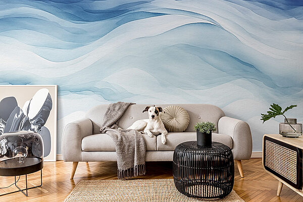 Peinture aquarelle blanche et bleue Papier peint Peinture aquarelle blanche et bleue