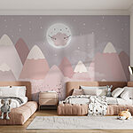 Papier peint Paysage de montagnes et de lune