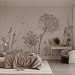 Papier peint Dessin de fleurs et de plantes