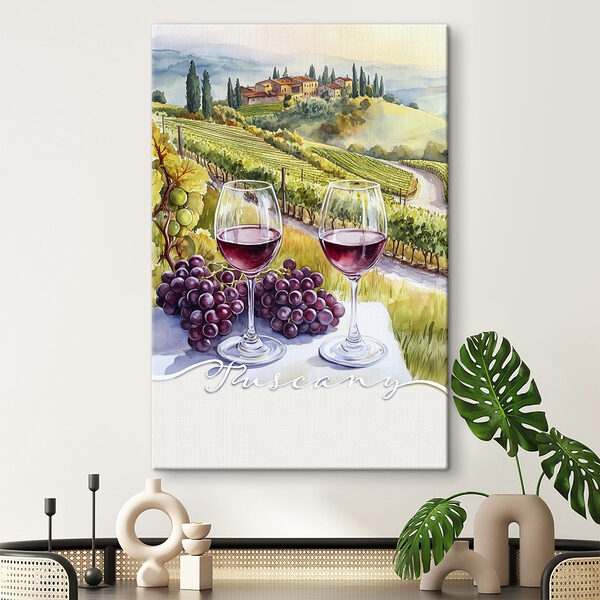 Verres à vin et raisins sur une table Tableaux Verres à vin et raisins sur une table