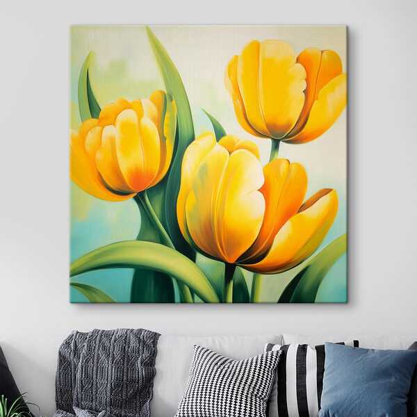 Peinture de tulipes jaunes Tableaux Peinture de tulipes jaunes
