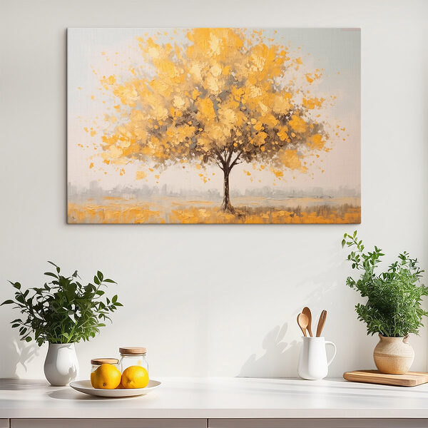 Peinture d'un arbre aux feuilles jaunes Tableaux Peinture d'un arbre aux feuilles jaunes
