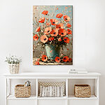 Tableaux Peinture de fleurs dans un vase bleu