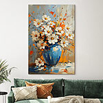 Tableaux Peinture de fleurs dans un vase bleu