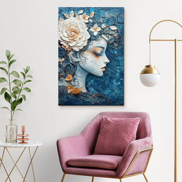 Tableaux Peinture d'une femme avec des fleurs dans les cheveux