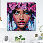 Tableaux Peinture d'une femme avec des fleurs dans les cheveux