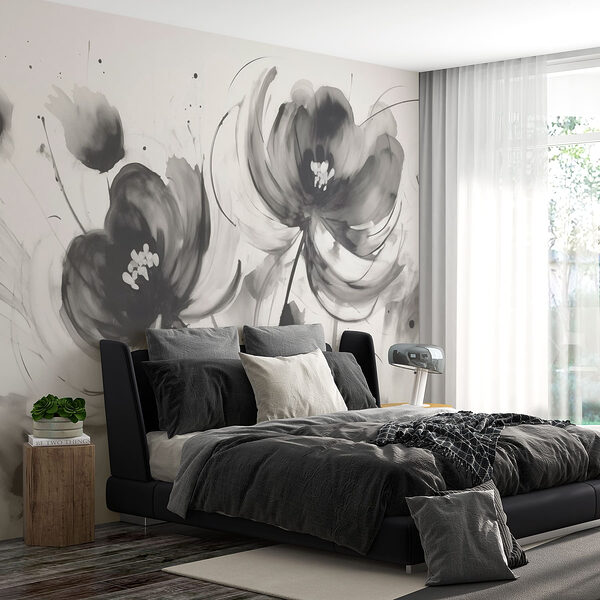 Peinture de fleurs sur une surface blanche Papier peint Peinture de fleurs sur une surface blanche