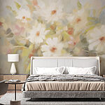 Papier peint Peinture de fleurs blanches