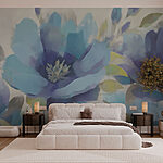 Papier peint Peinture de fleurs et de feuilles