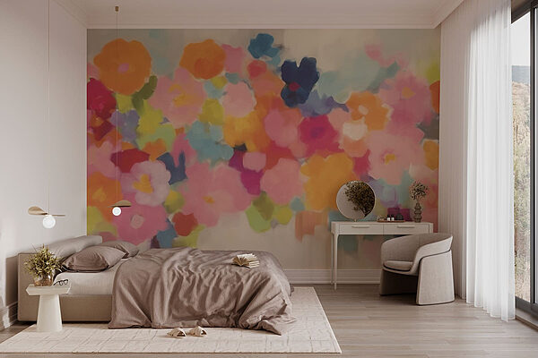 Groupe de fleurs colorées Papier peint Groupe de fleurs colorées