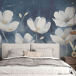 Papier peint Peinture de fleurs blanches