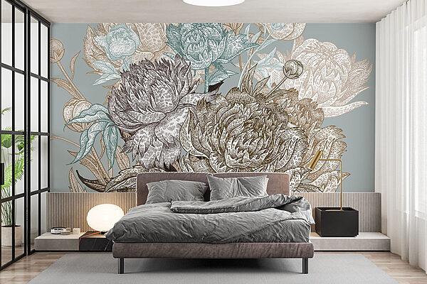 Belle illustration florale dans des tons doux Papier peint Belle illustration florale dans des tons doux