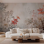 Papier peint Peinture de fleurs sur un mur