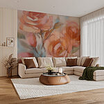 Papier peint Peinture de fleurs sur une surface blanche