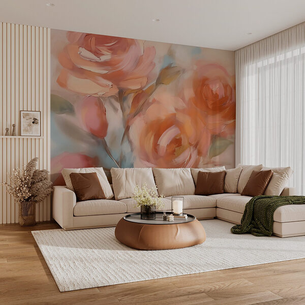 Peinture de fleurs sur une surface blanche Papier peint Peinture de fleurs sur une surface blanche