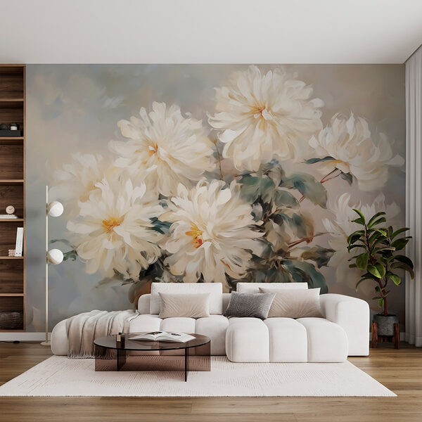 Peinture de fleurs blanches Papier peint Peinture de fleurs blanches