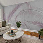 Papier peint Groupe de plumes sur fond blanc
