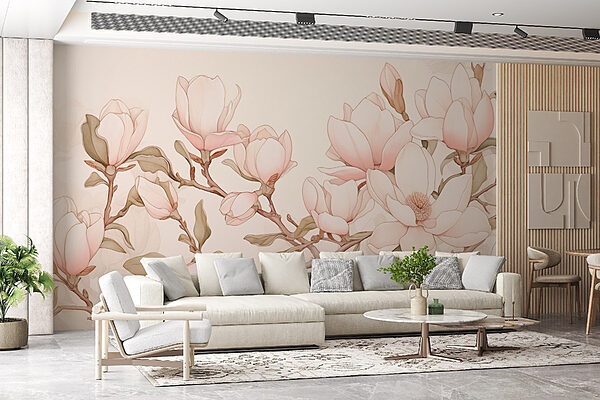 Peinture de fleurs sur une branche Papier peint Peinture de fleurs sur une branche