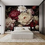 Papier peint Peinture de fleurs sur fond noir