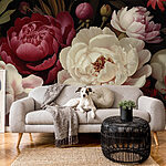 Papier peint Peinture de fleurs sur fond noir