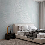 Papier peint Motif blanc de feuilles
