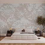 Papier peint Feuilles blanches sur fond clair