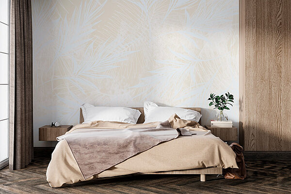 Motif blanc avec des feuilles blanches Papier peint Motif blanc avec des feuilles blanches