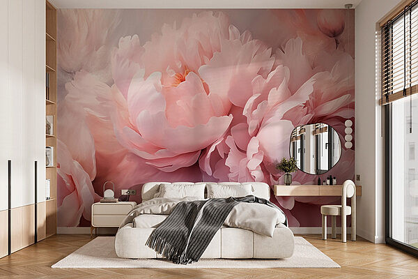 Pétales rose tendre en floraison douce Papier peint Pétales rose tendre en floraison douce