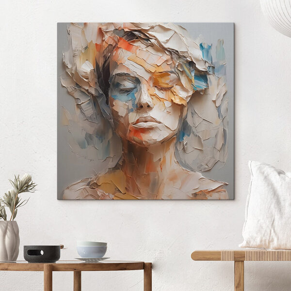 Le visage d'une femme recouvert de papier déchiré Tableaux Le visage d'une femme recouvert de papier déchiré