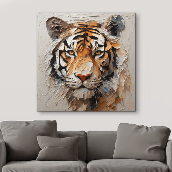 Tigre peint sur une surface blanche Tableaux Tigre peint sur une surface blanche