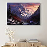 Tableaux Rivière traversant une montagne enneigée
