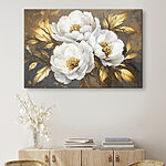 Tableaux Fleurs blanches élégantes aux accents dorés