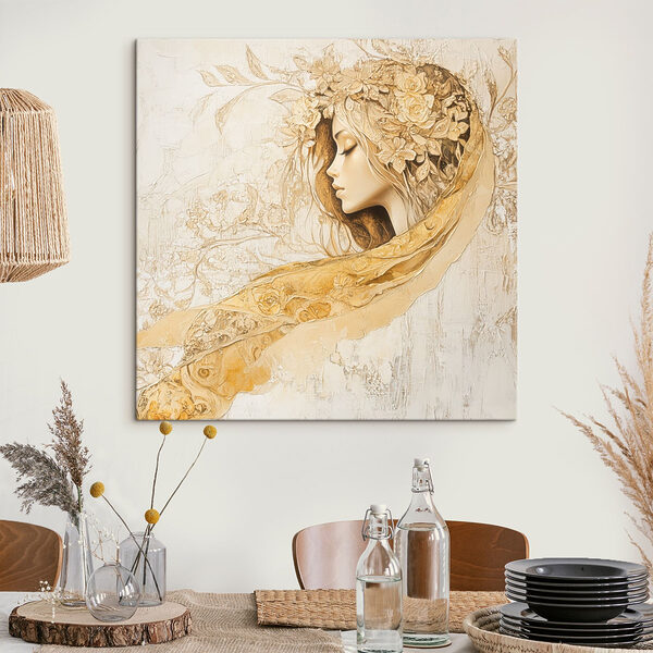 Peinture d'une femme avec des fleurs dans les cheveux Tableaux Peinture d'une femme avec des fleurs dans les cheveux