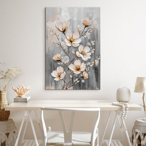 Peinture de fleurs sur fond gris Tableaux Peinture de fleurs sur fond gris