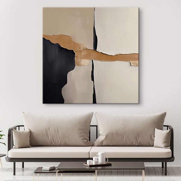 Mur noir et blanc avec une bande brune Tableaux Mur noir et blanc avec une bande brune