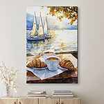 Tableaux Aquarelle d'une table avec café et croissants