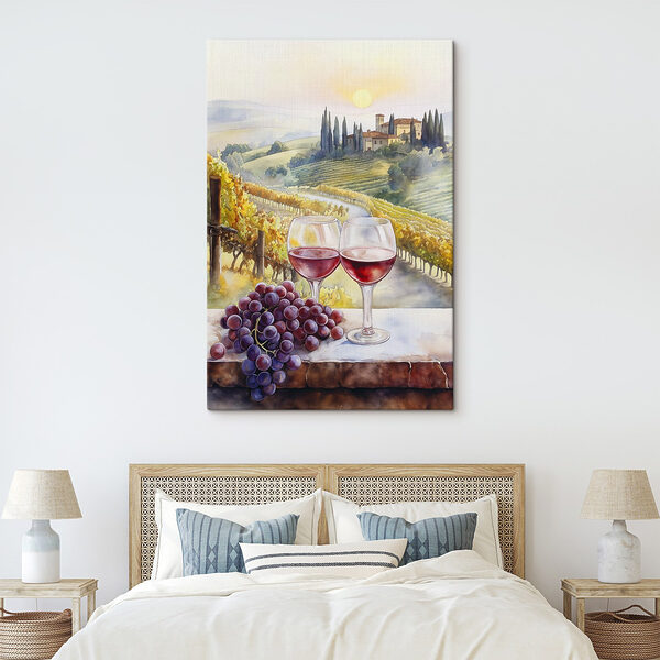 Aquarelle de verres à vin et de raisins Tableaux Aquarelle de verres à vin et de raisins