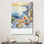 Tableaux Table avec des aliments sur l'eau