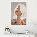 Tableaux Femme aux longs cheveux blancs et aux fleurs