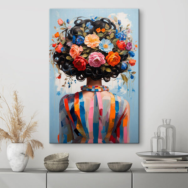 Peinture d'une femme avec des fleurs sur la tête Tableaux Peinture d'une femme avec des fleurs sur la tête