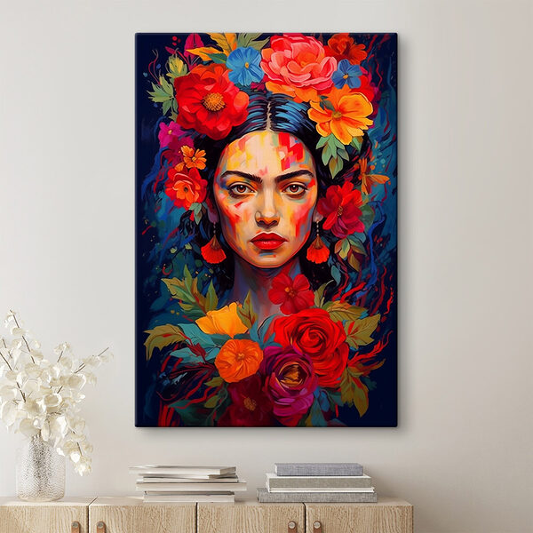 Peinture d'une femme avec des fleurs dans les cheveux Tableaux Peinture d'une femme avec des fleurs dans les cheveux
