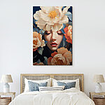 Tableaux Femme avec des fleurs autour de la tête