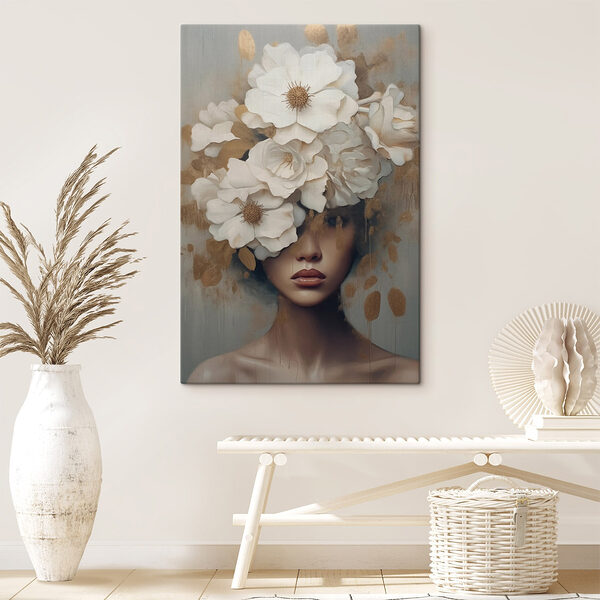 Peinture d'une femme avec des fleurs sur la tête Tableaux Peinture d'une femme avec des fleurs sur la tête