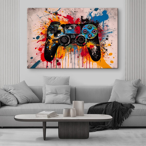 Contrôleur de jeu vidéo avec des éclaboussures de peinture Tableaux Contrôleur de jeu vidéo avec des éclaboussures de peinture