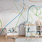 Papier peint Lignes colorées sur fond blanc