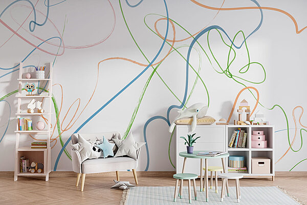 Lignes colorées sur fond blanc Papier peint Lignes colorées sur fond blanc