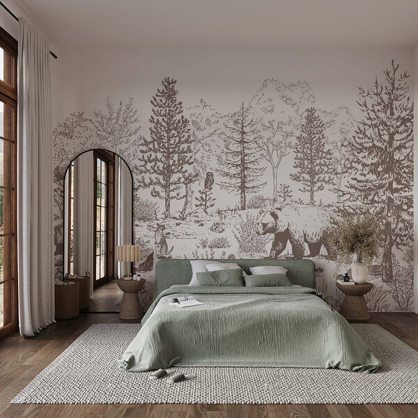 Ours marchant dans les bois Papier peint Ours marchant dans les bois