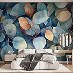 Papier peint Groupe de feuilles sur une surface